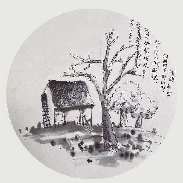 思念主题绘画作品