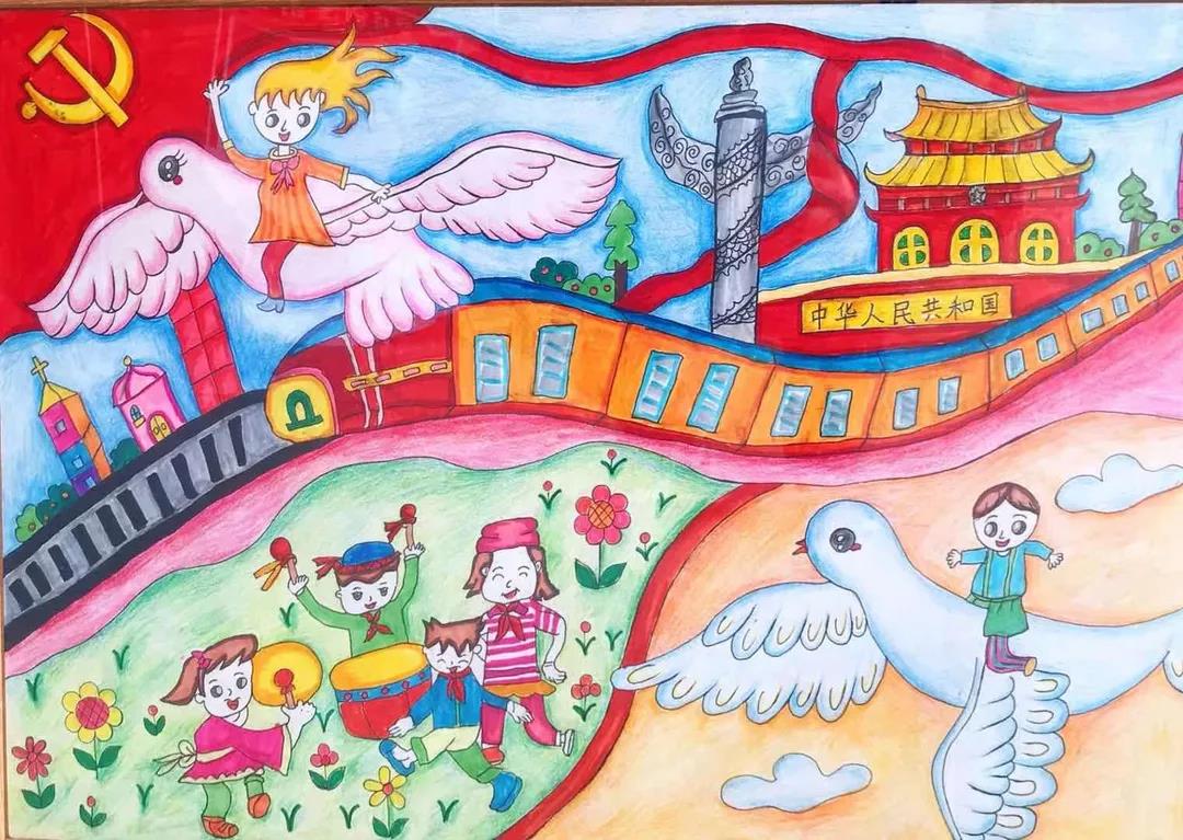 简单又漂亮的国庆节儿童画绘画作品-图3