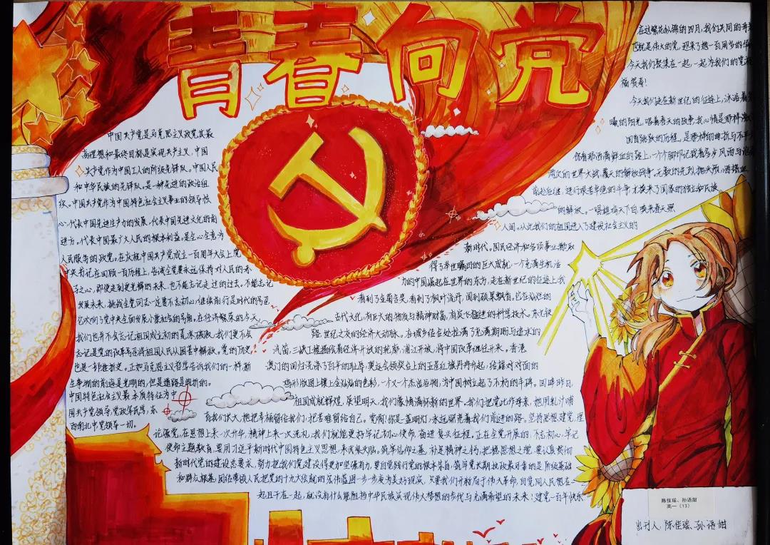 青春心向党争做追梦人手抄报-图3
