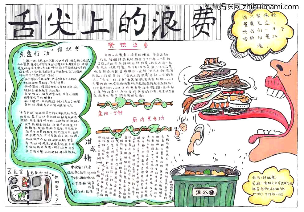 拒绝舌尖上的浪费手抄报绘画一等奖-图3