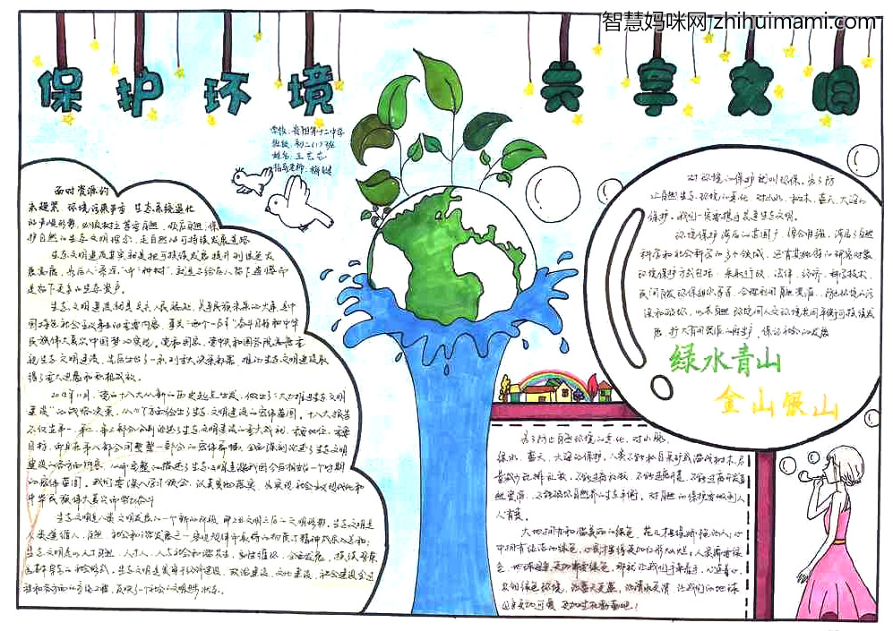 绿色环保行动主题手抄报绘画-图1