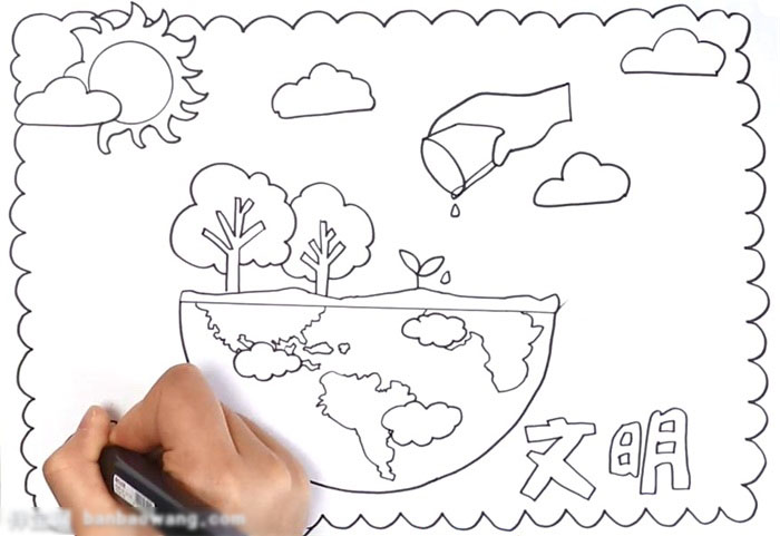 如何画生态文明手抄报-图2