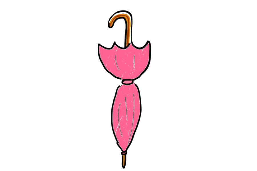 漂亮的粉色小伞怎么画