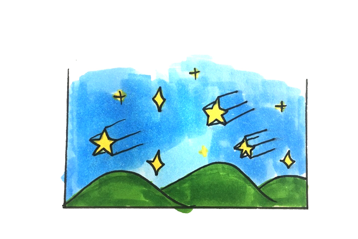 流星雨风景怎么画