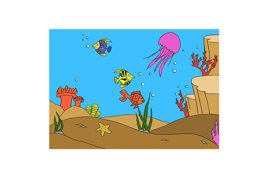 海洋风景怎么画