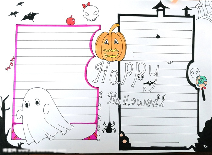 如何画万圣节的英语手抄报-图3