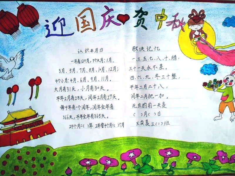 迎中秋庆国庆手抄报图片及内容-图5