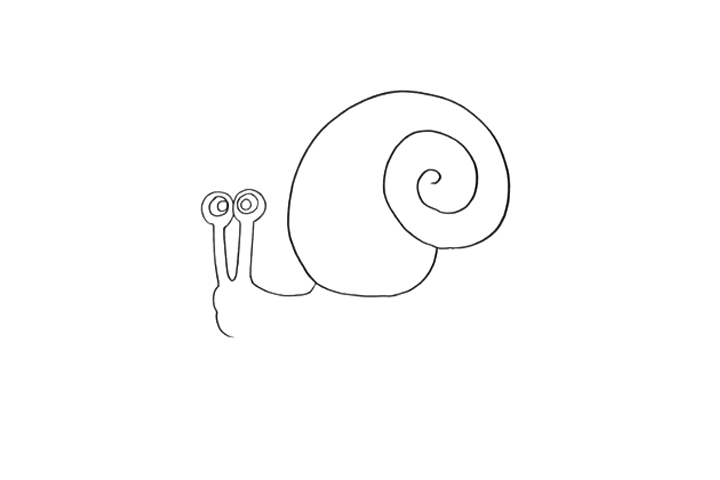 昆虫简笔画大全 蜗牛的简笔画画法-图2