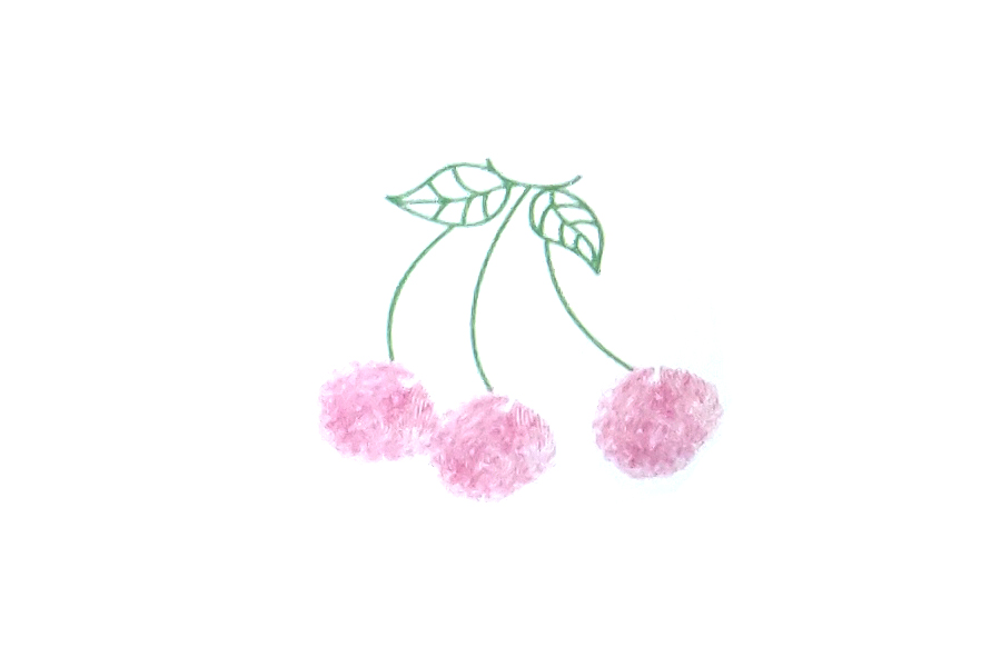 水果指印画大全 樱桃手指画画法