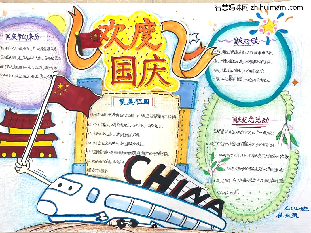 2021年庆国庆手抄报绘画获奖作品-图5