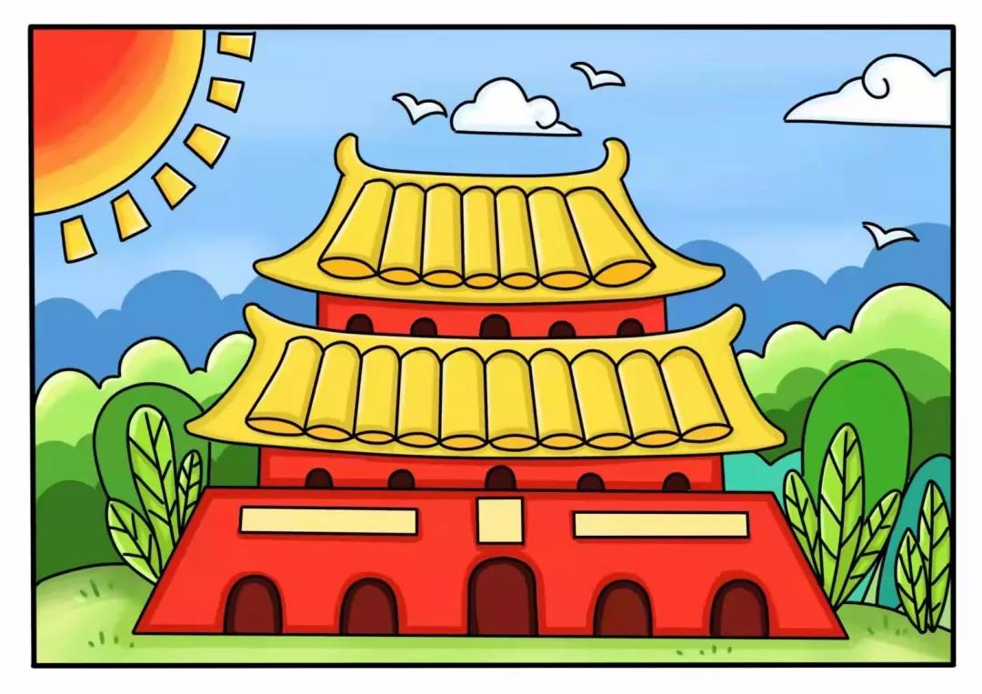 祖国生日快乐儿童绘画作品-图1