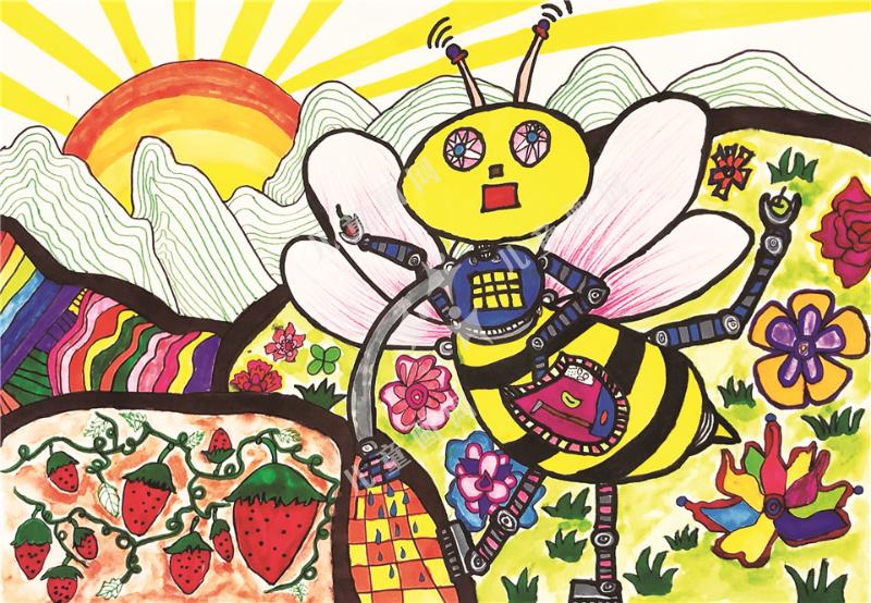 农家蜜蜂机器人绘画