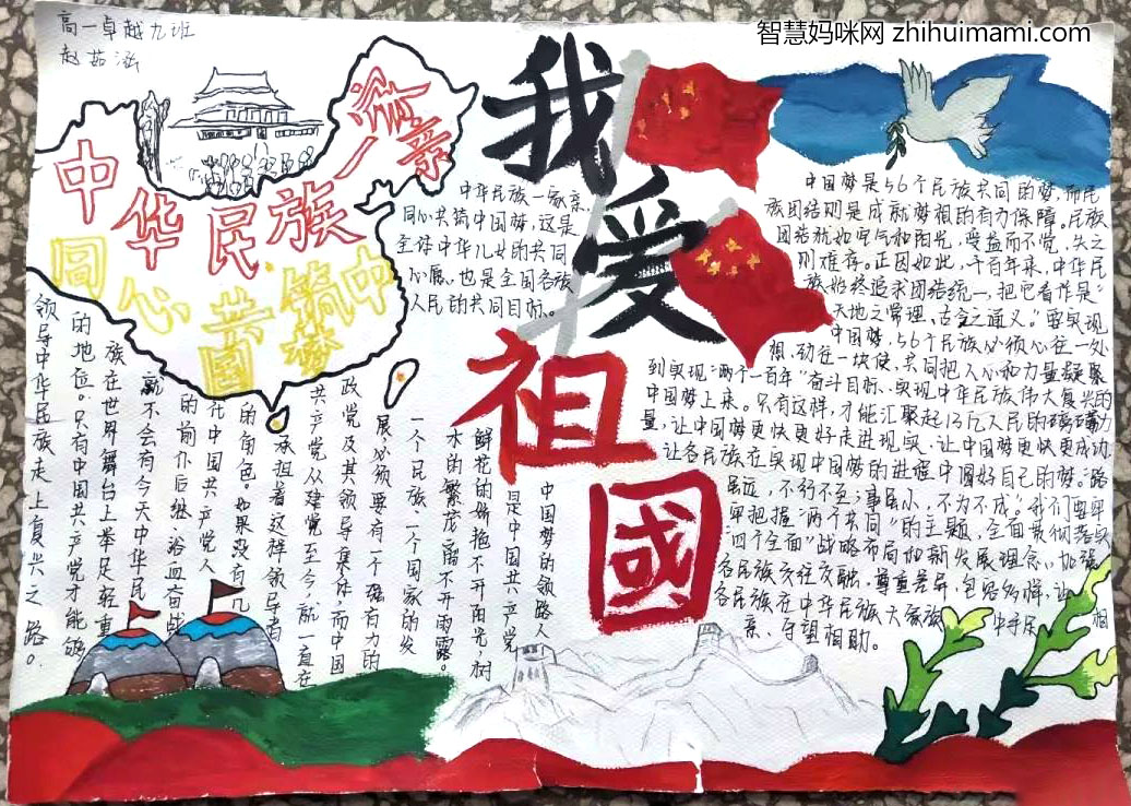 同心共筑中国梦手抄报绘画-图5
