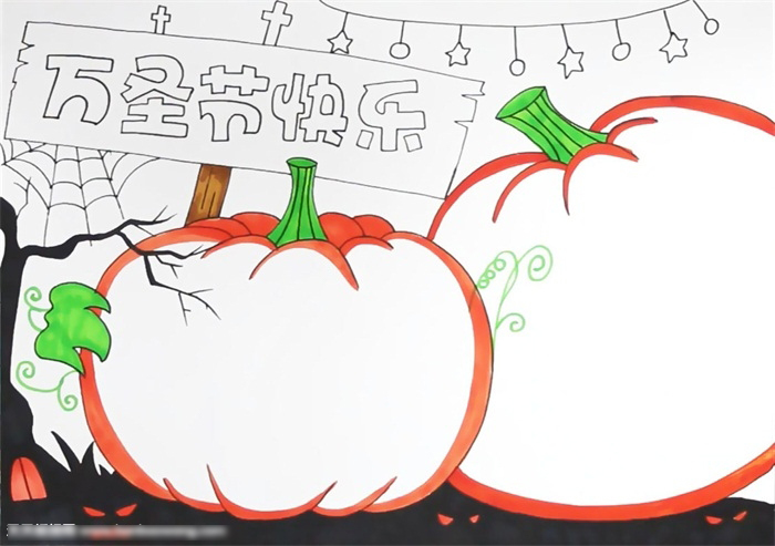 简单的万圣节快乐手抄报-图3