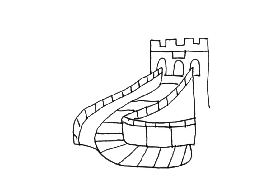 国庆节绘画素材 万里长城怎么画-图5