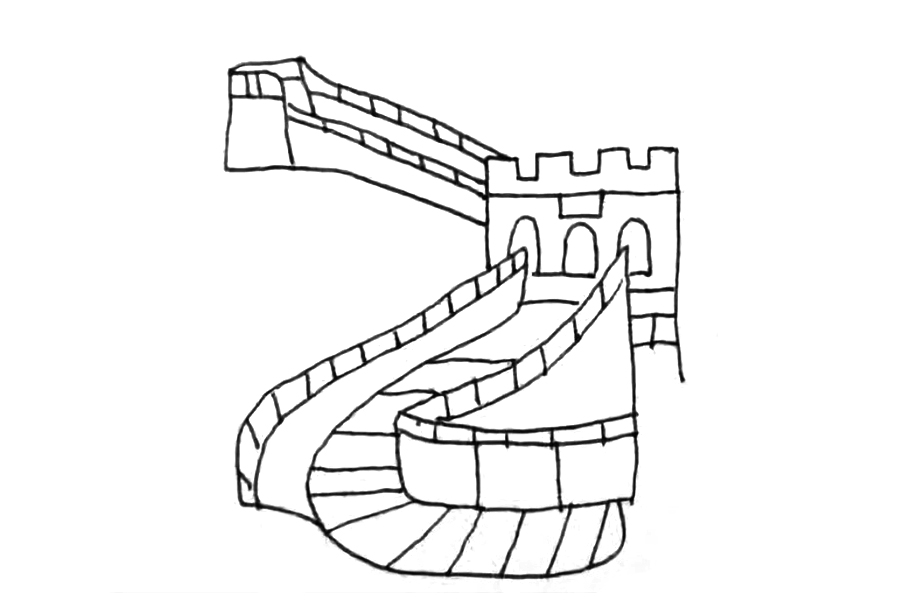 国庆节绘画素材 万里长城怎么画-图7