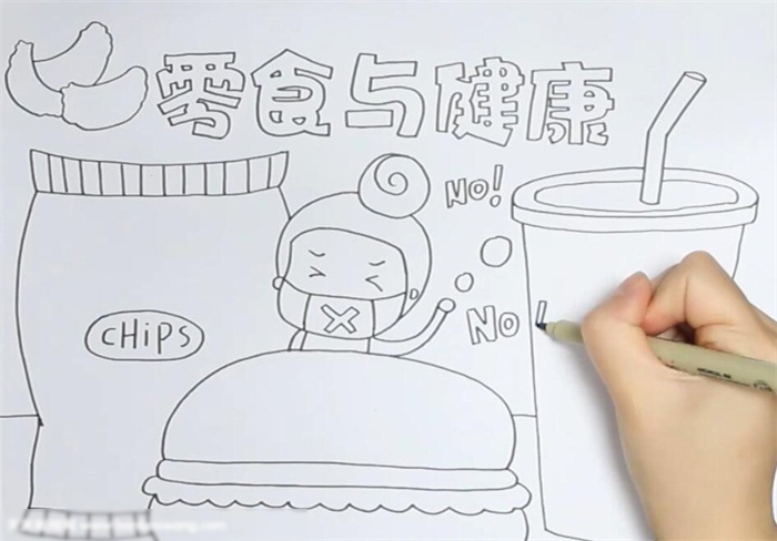 简单好画的零食与健康宣传手抄报-图2