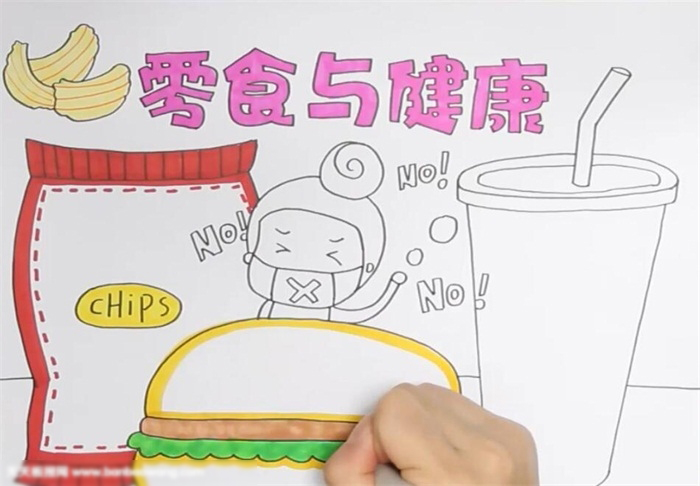 简单好画的零食与健康宣传手抄报-图3