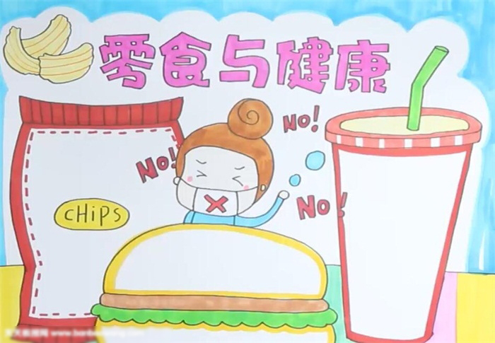 简单好画的零食与健康宣传手抄报-图4