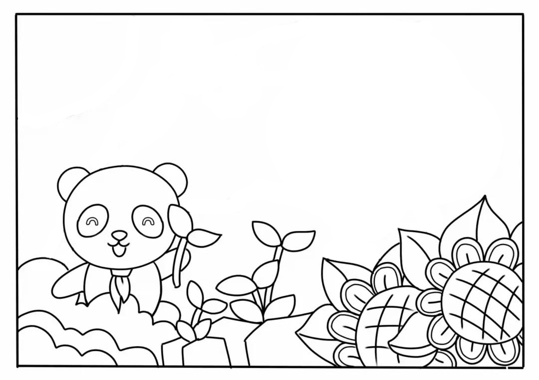 步骤2：在左边画我们可爱的国宝大熊猫。