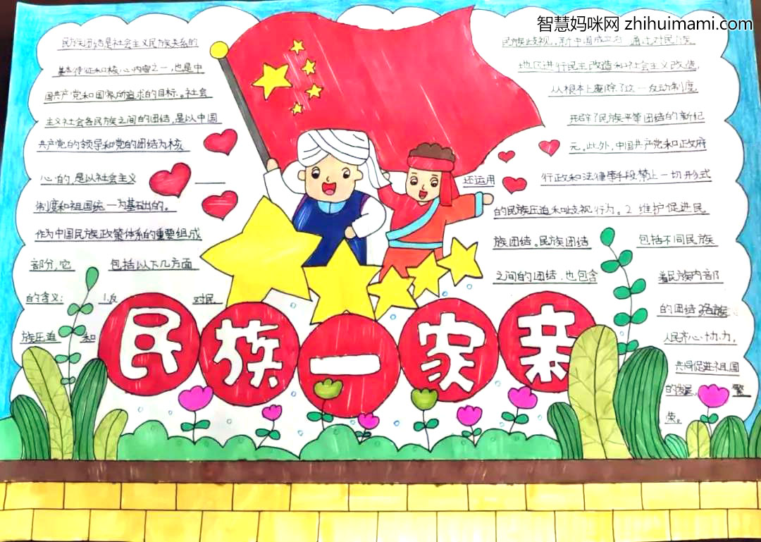 民族团结一家亲主题手抄报绘画-图2
