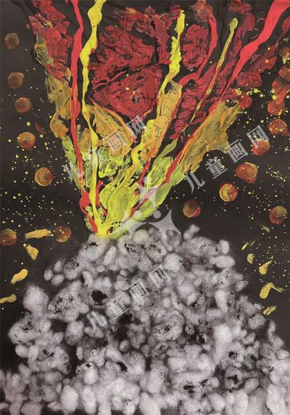 火山爆发绘画