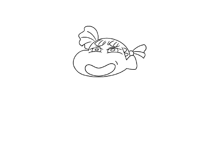 步骤2：给妮妮画一个超级开心的小表情。