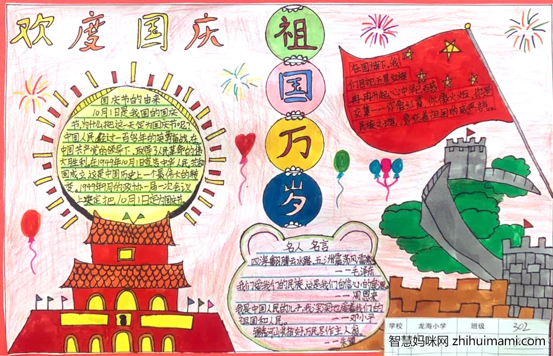 爱祖国迎国庆手抄报绘画一等奖-图2