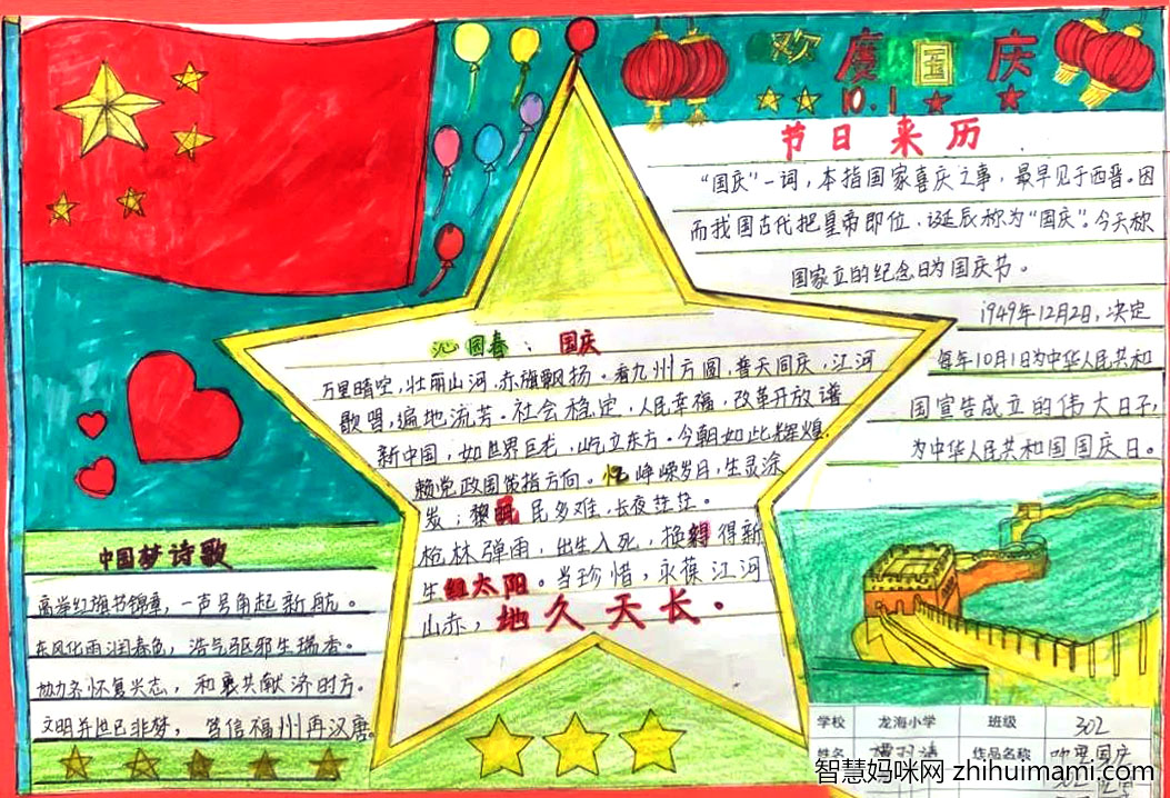 爱祖国迎国庆手抄报绘画一等奖-图7