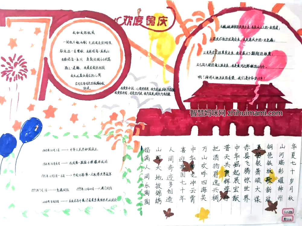 祖国72周年生日快乐手抄报-图7