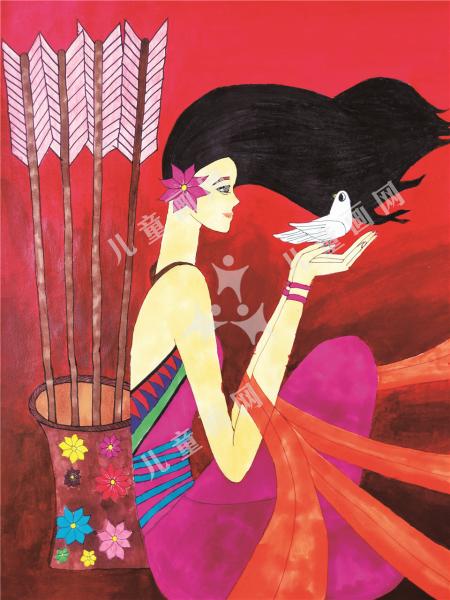 和平圣女与圣鸽绘画欣赏