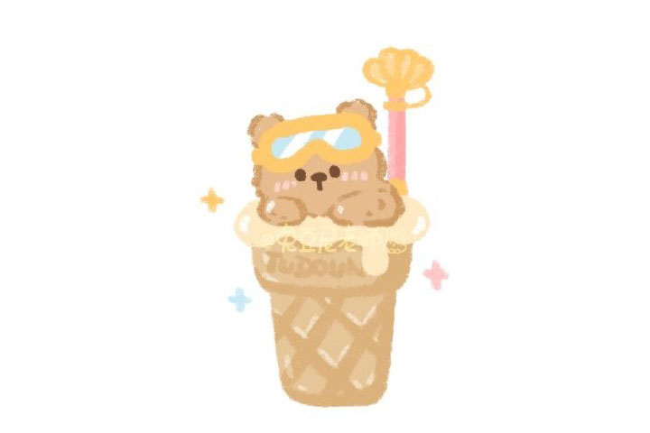 小熊甜筒冰激凌怎么画