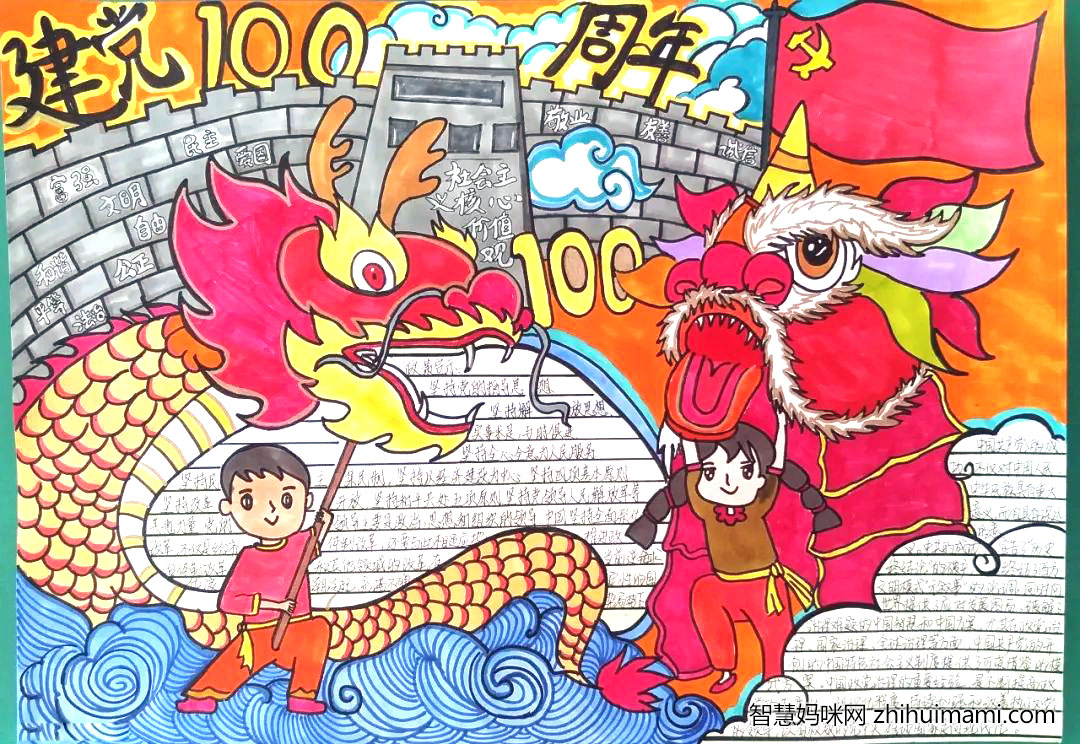 建党百年强国有我手抄报一等奖-图1