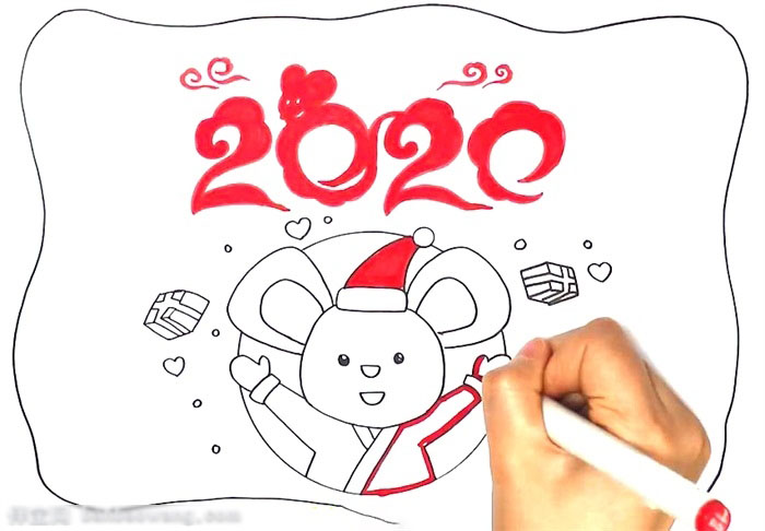 怎么画喜迎2020的手抄报-图3