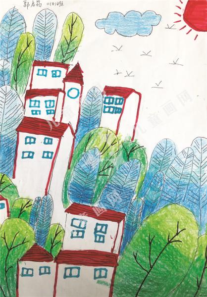 林中小屋创意绘画作品