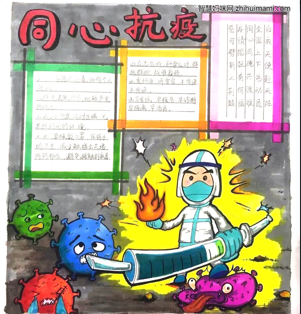 防控疫情人人有责手抄报绘画-图2