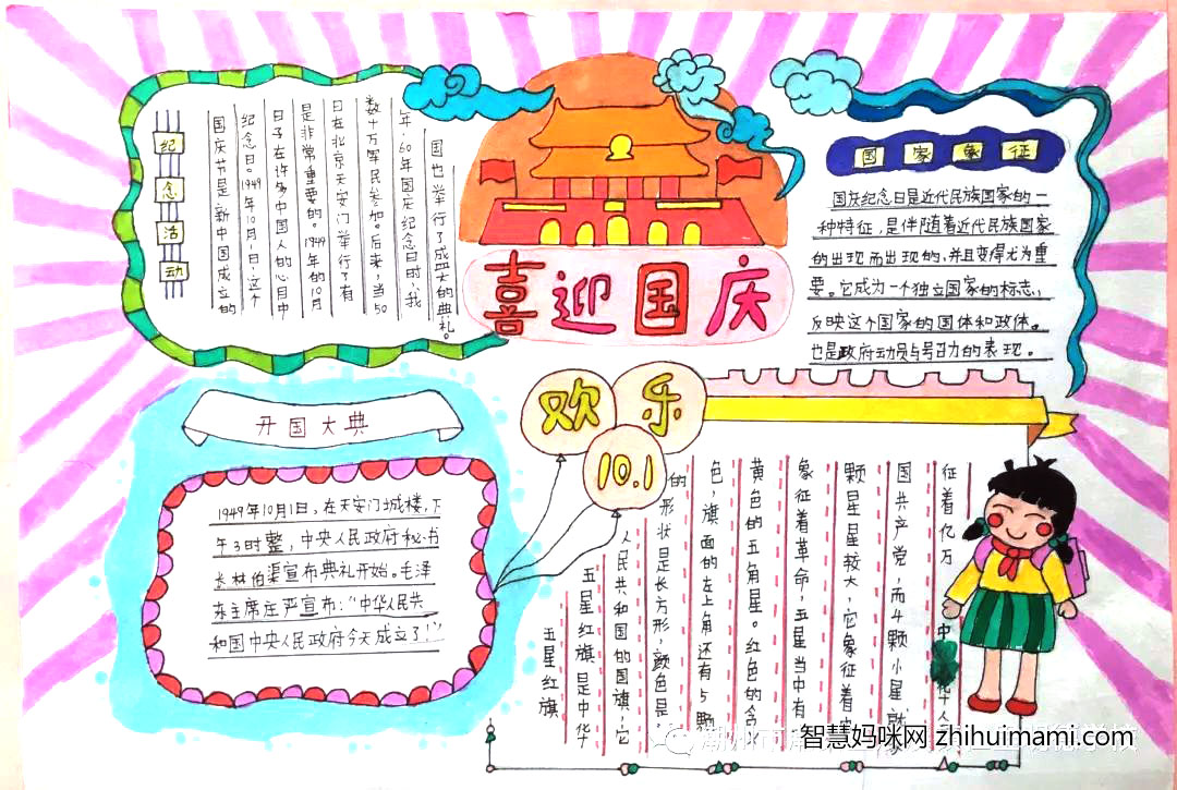 庆祝中国72周年手抄报绘画-图6