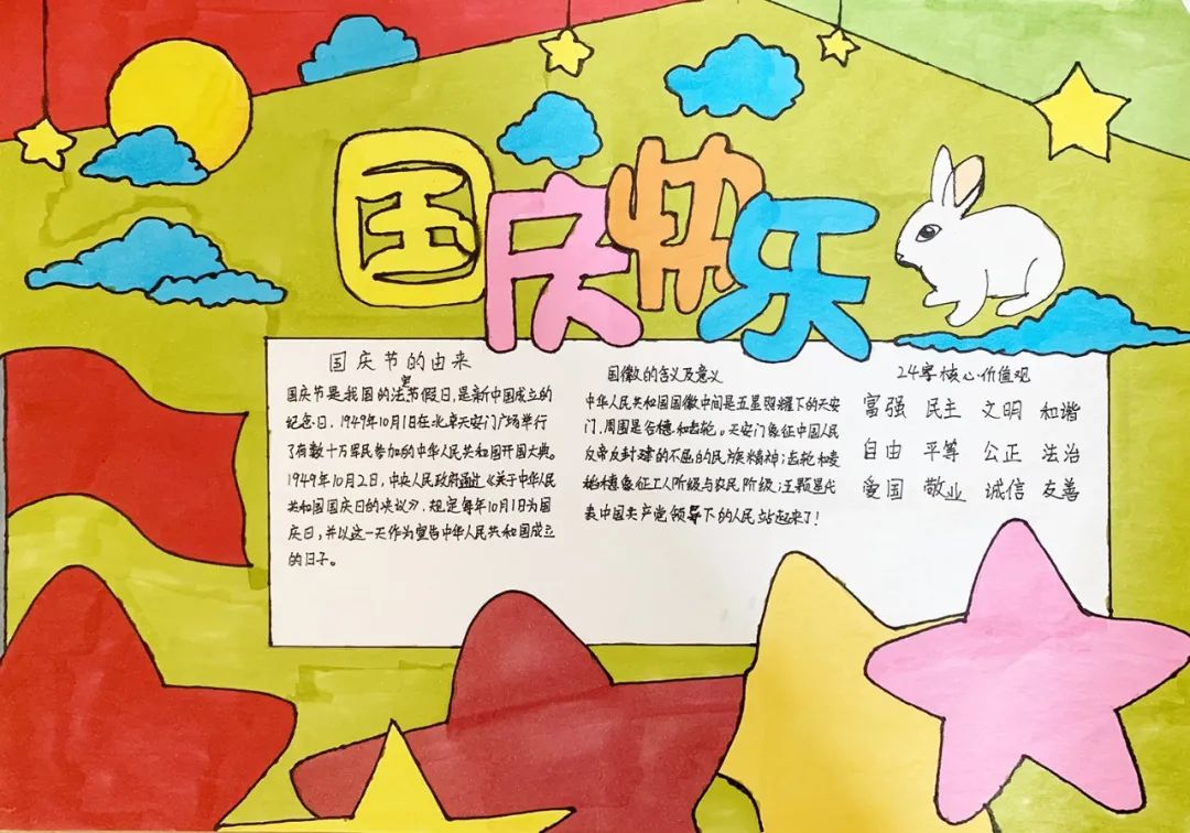 国庆快乐手抄报绘画简单-图3