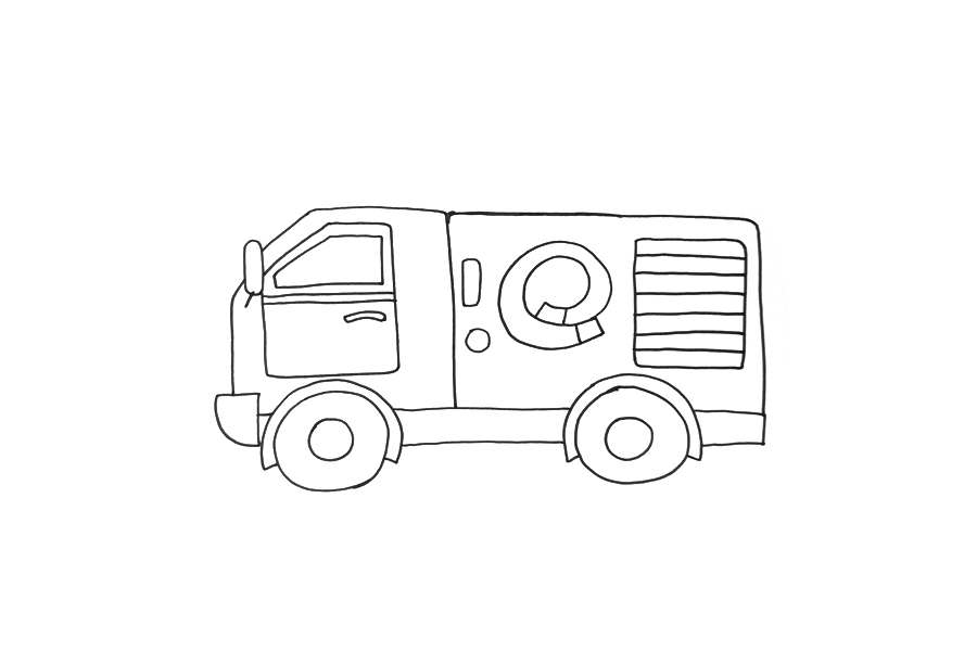 消防车简笔画的详细画法-图3
