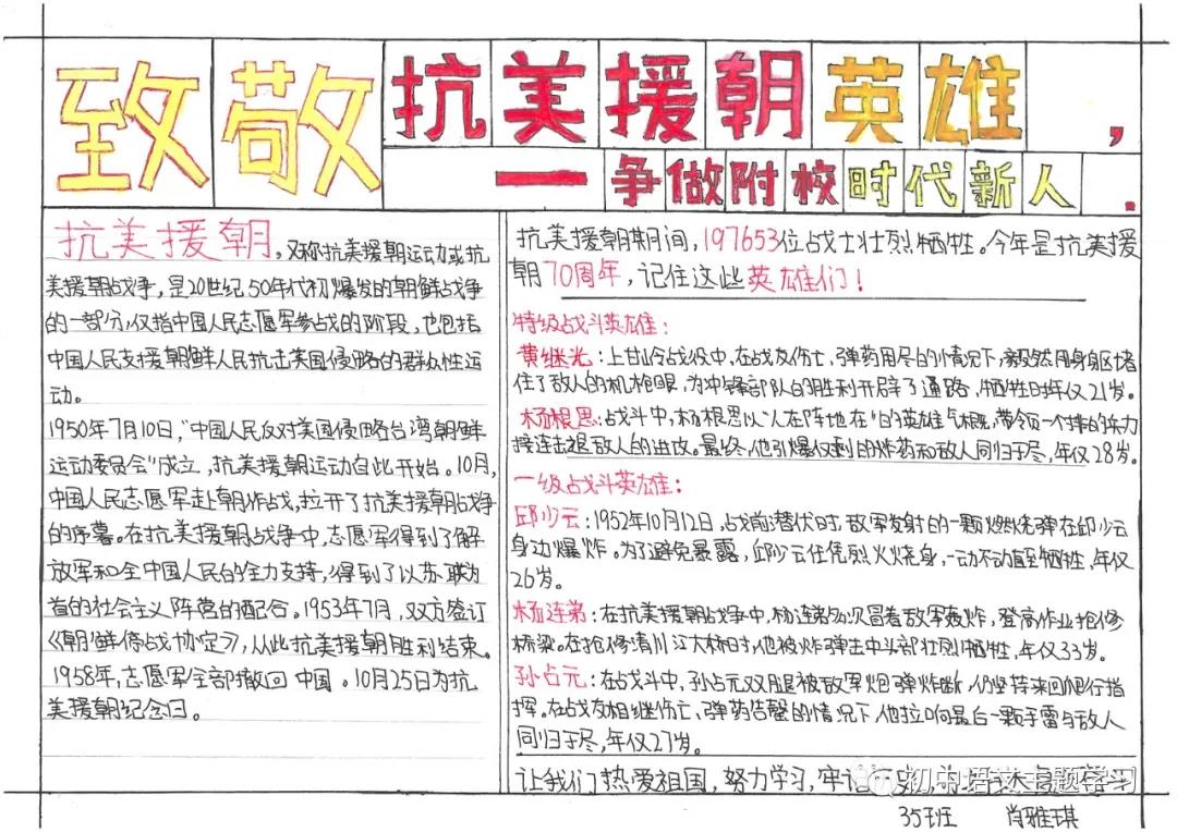 抗美援朝手抄报内容-致敬最可爱的人-图1