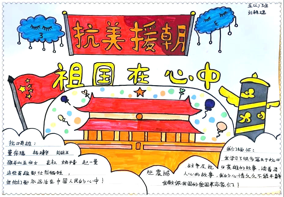 简单又漂亮的抗美援朝手抄报图片-图1