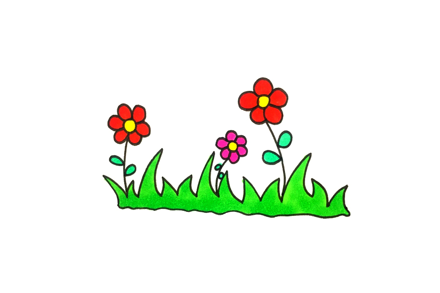 小花小草怎么画