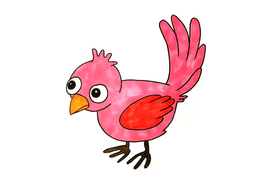 呆萌小红鸟怎么画