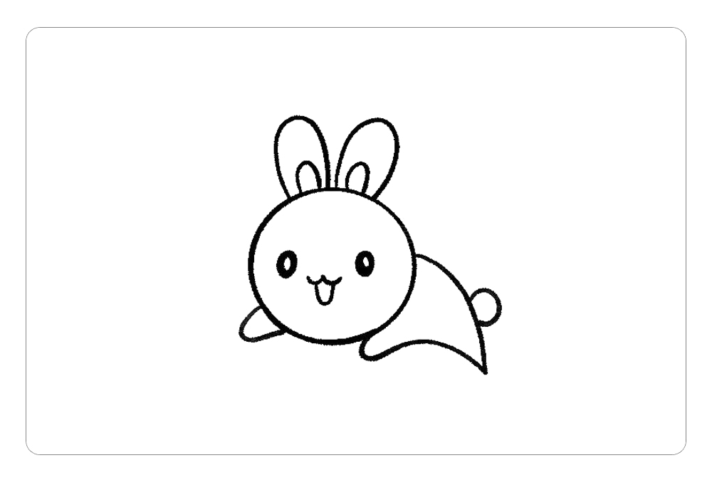 步骤3：然后，简单画一下玉兔的身体和圆圆的尾巴。