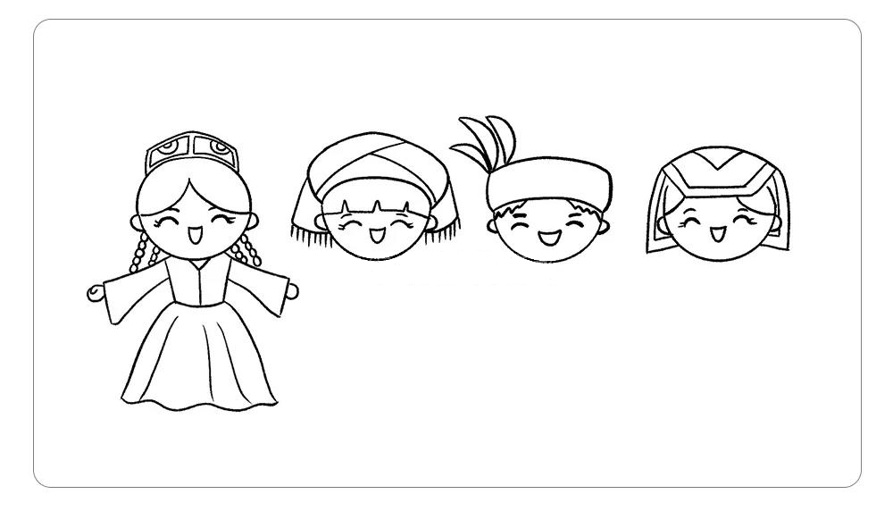 民族团结一家亲简笔画-图12