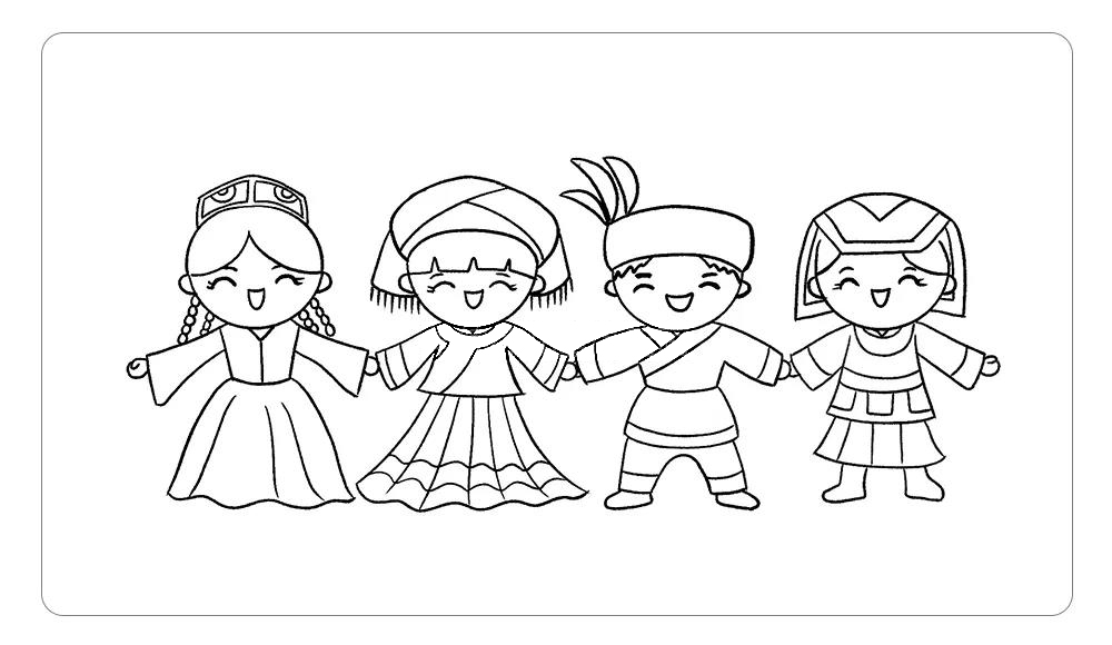 民族团结一家亲简笔画-图15