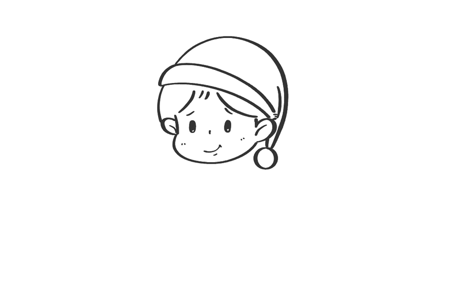 可爱晚安小男孩简笔画-图3