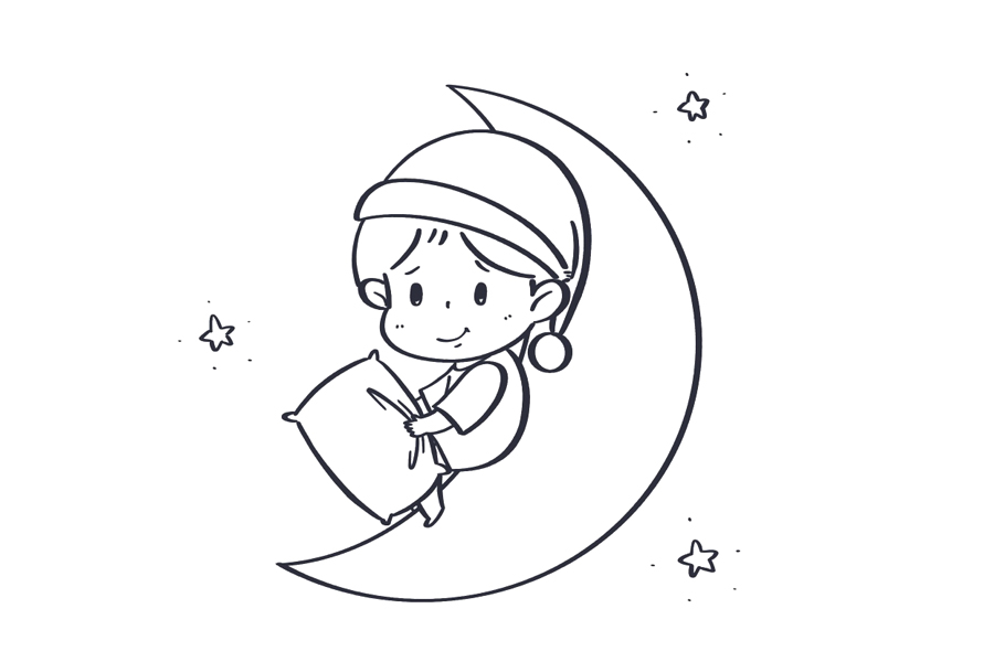 可爱晚安小男孩简笔画-图7