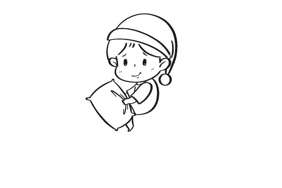 可爱晚安小男孩简笔画-图6
