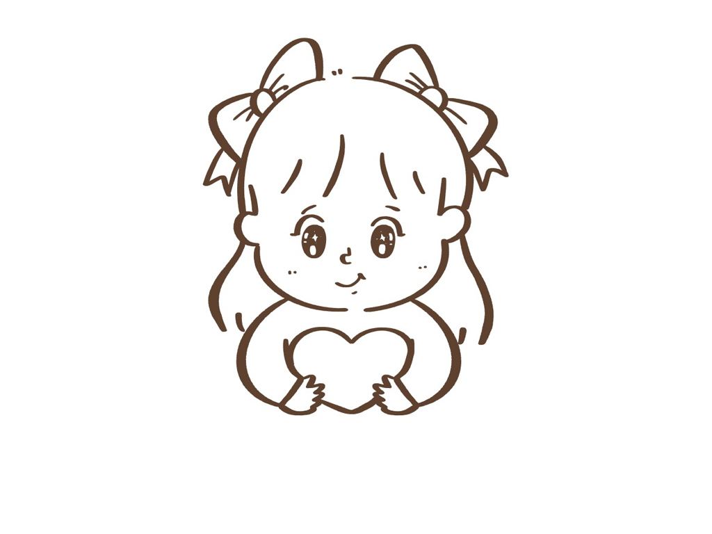 拿着爱心的可爱小女孩简笔画-图7